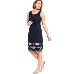 Talbots Sleeveless Embellished Tropical Fish Embroidered Sequin Sheath Dress 16W